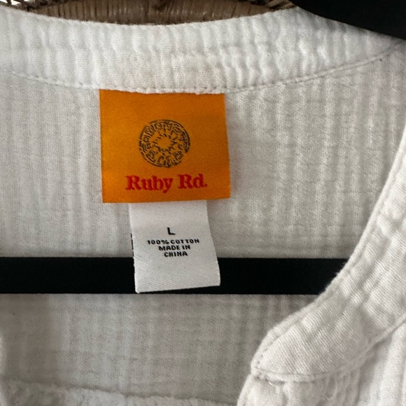 Ruby Rd. Textured White Button-Down Shirt - Picture 3 of 5